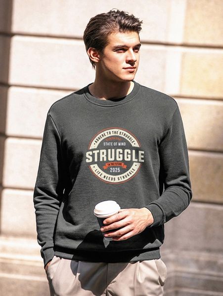 

men slogan print sweatshirt b70a#, Black