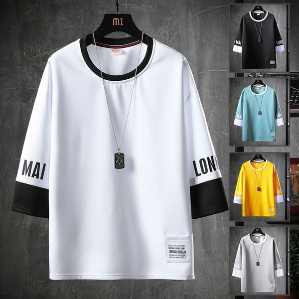 

yyn4c quanyanxi new 2020 pullover and pulloversummer korean printed men's t-shirt with sleeve pullover short student pullovert-shirt ro, Blue