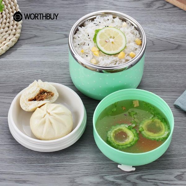 

worthbuy портативный симпатичный японский lunch box герметичного тепловой для еды из нержавеющей стали bento box детей школьного пикник еда