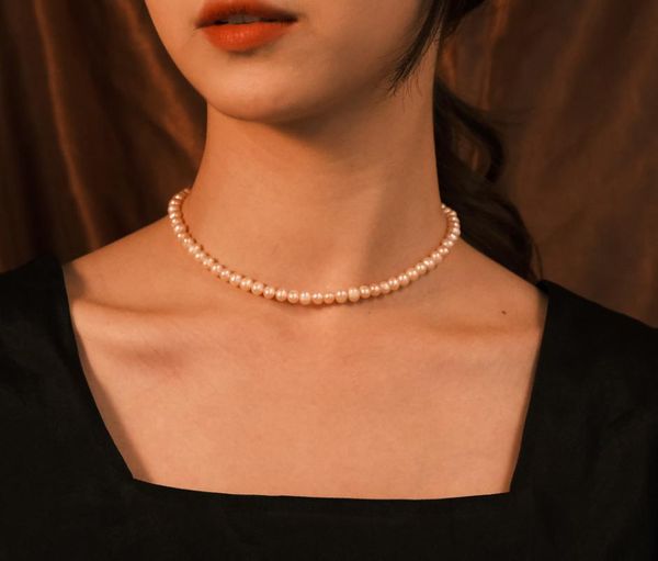 

ins style simple imitate pearl choker necklace for women fashion jewelry bridesmaid chain necklace wholesale, Silver