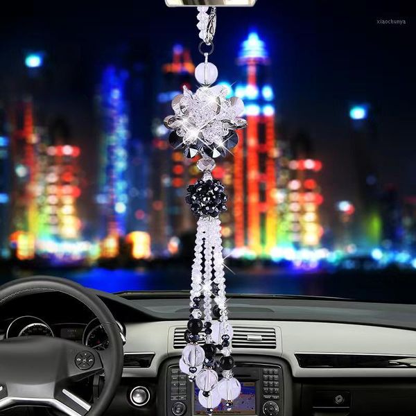 

crystal car pendant beautiful auto interior hanging ornaments fashion cool high-end rear view mirror car decoration pendants1