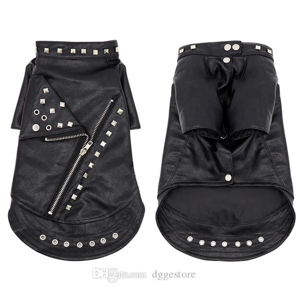 

Pet Motorcycle Clothes Leather Dog Jacket Coat Warm Winter Dog Apparel French Bulldog Waterproof Punk Style Pets Jackets Outfit For, Black