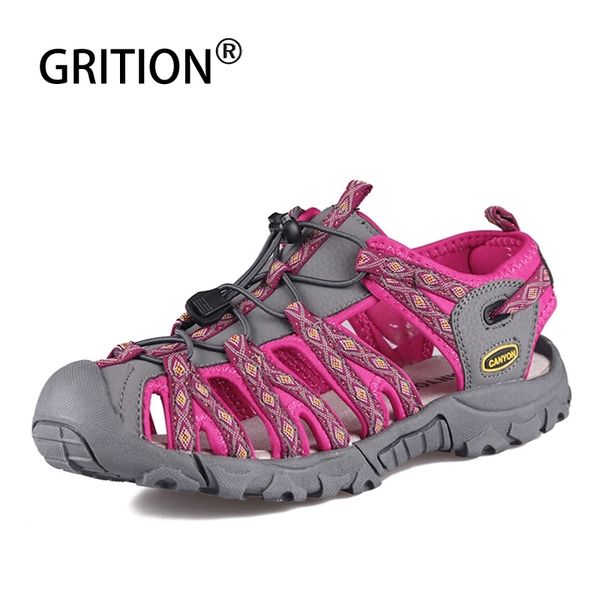 

grition women platform wedge beach sandals trekking ladys nubuck leather shoes summer outdoor flat casual sport sandals big size y200405, Black