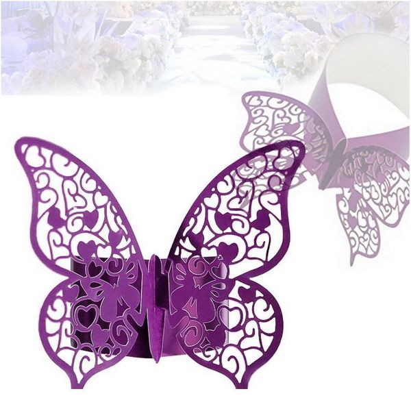

50pcs 3d butterfly paper napkin ring napkin bands party table l wedding favors dec qylklj