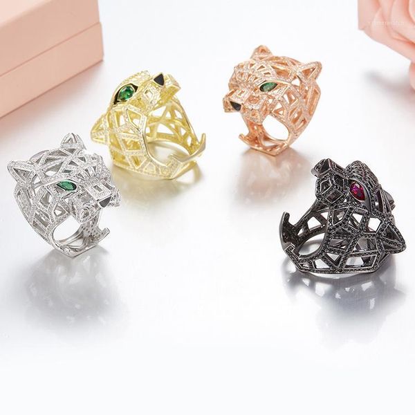 

zoziri silver panther ring for women men 925 sterling silver green eyes leopard finger cubic zirconia ringen party jewelry1, Golden;silver