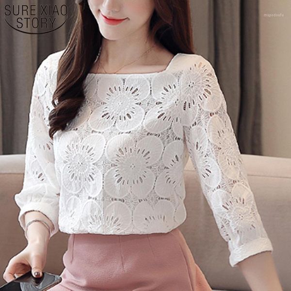 

2019 hollow clavicle seven-point sleeve shirt lantern sleeve lining blouse women womens clothing women and blouses 3796 501, White