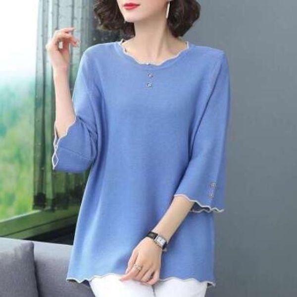 

пальто верхней середины рукава мать 7 4 рукава середине длинный лед шелк футболка лето 2020 маленького футболка большого bfp2x, White;black