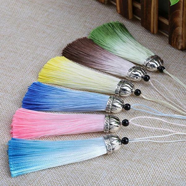 

12pcs lot 8cm gradient color tassels silk fringe sewing bangs tassel trim decorative key tassels for curtains home decoration h jllweu