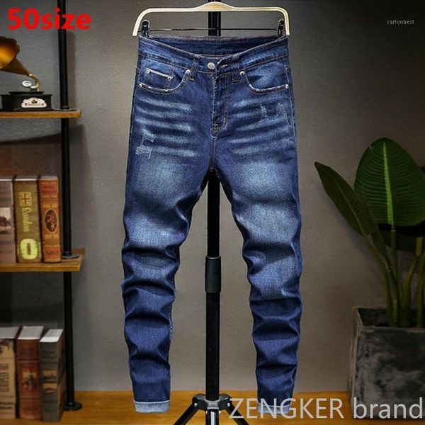 

men's jeans spring big size simple and stylish korean pants 50 48 46 loose trousers men large jeans1, Blue