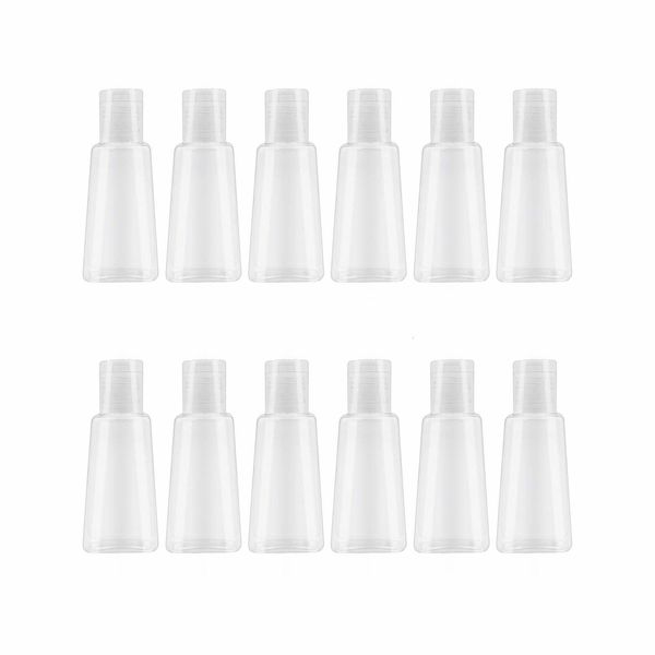 

empty clear bottles with flip cap 1oz/ 30ml plastic cosmetic container for liquid lotions creams and toiletries refillable travel bo
