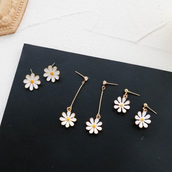 

cute small flowers drop earrings for women sweet fashion korean daisy sunflower female pendant earrings gifts jewelry1, Silver