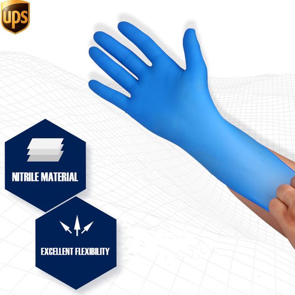 

100pcs/lot blue non-slip allergy nitrile waterproof oil acid resistant laboratory disposable work safety gloves
