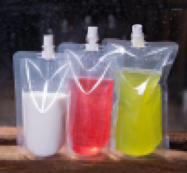 

100 pack, stand-up plastic drink packaging bag spout pouch for beverage liquid juice milk coffee1