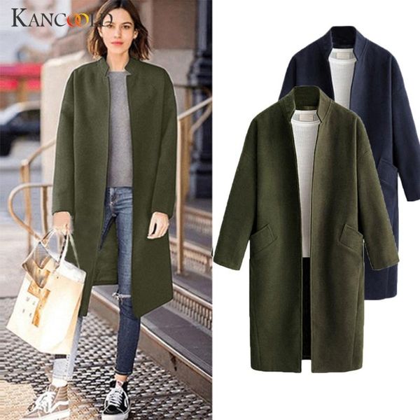 

kancoold 2020 autumn and winter woolen coat female mid-long new korean temperament women's popular woolen coat, Black