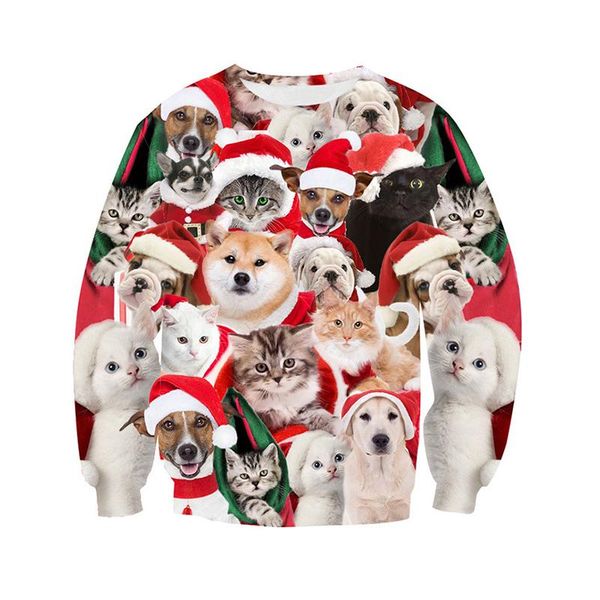 

autumn winter funny ugly christmas sweater men women cat 3d novelty holiday xmas gift pullover sweatshirt streetwear clothing, White;black