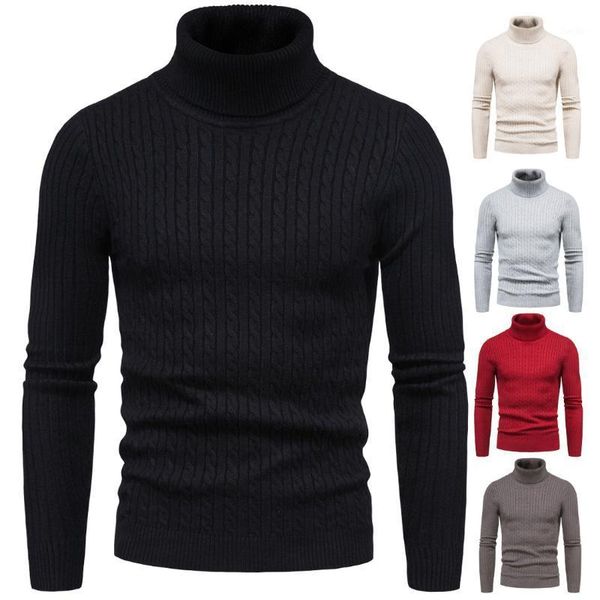 

men's turtleneck long sleeve solid autumn winter warm thick pattern knitting casual pullover1, White;black
