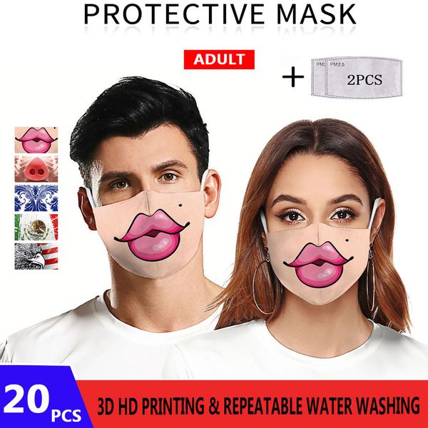 

pattem big mouth fashion print grimace 3d funny ghost skull pattern adults reusable protective pm.25 face mask