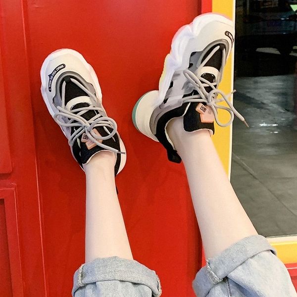 

mesh platform sneakers women harajuku vulcanized shoes rainbow sole chunky sneakers women outdoor trendy dad shoes 2020 #mn2p