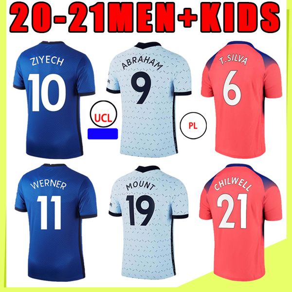 

2020 soccer jersey ziyech pulisic werner kante havertz chilwell abraham loftus-cheek 2021 high-quality kids kit football shirt, Black;yellow