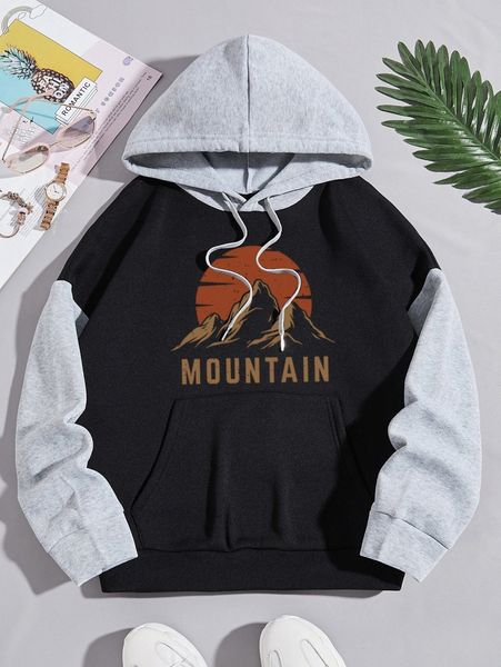 

colorblock letter graphic drawstring drop shoulder hoodie g9im#, White;black