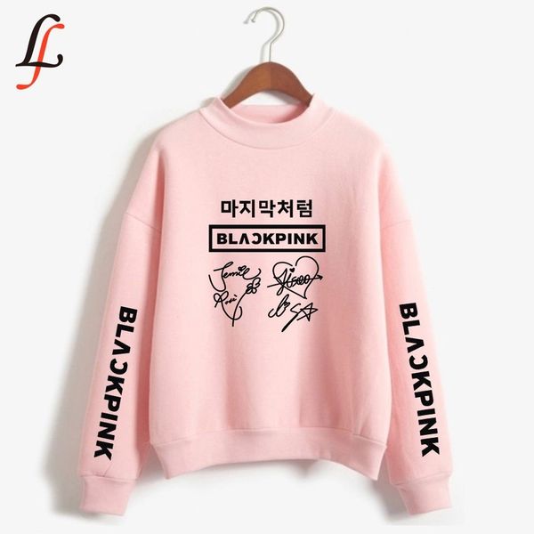 

new blackpink 2019k pop print turtleneck women/men sweatshirts outwear hip hop harajuku sweatshirts stylish clothes t200102, White;black