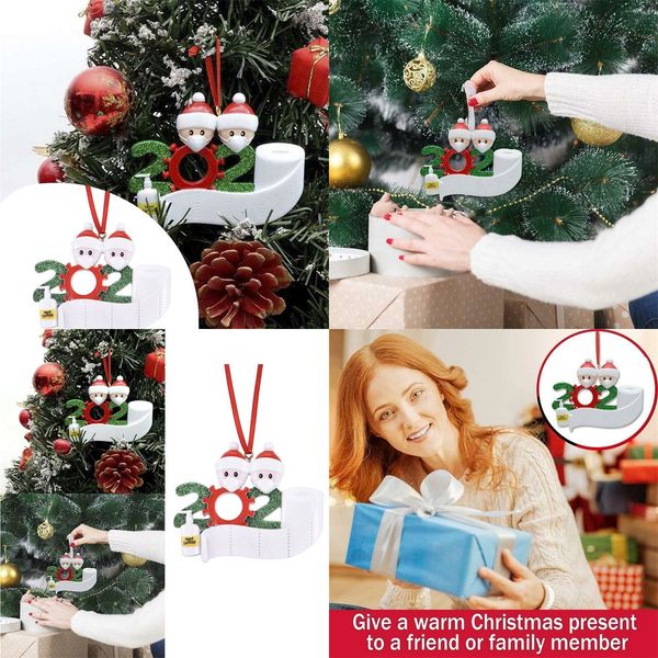 

2020 new year santa claus with masks image decoration for christmas trees resin baubles ornaments with hand sanitizers q29kb