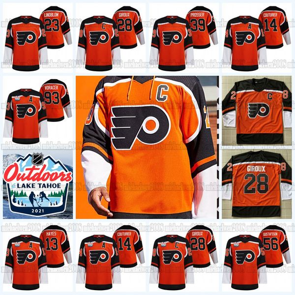 

philadelphia flyers 2021 outdoors sunday retro jersey carter hart claude giroux brian elliott kevin hayes oskar lindblom brian elliott, Black;red