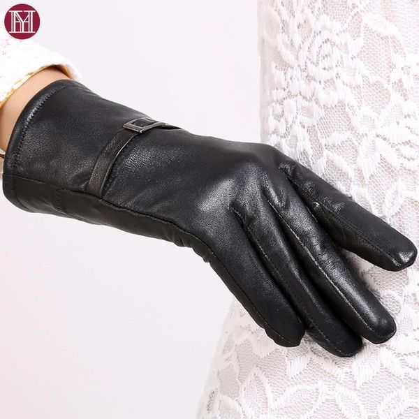 

five fingers gloves women real sheepskin leather winter eproof warm outdoor riding authentic sheepskin1, Blue;gray