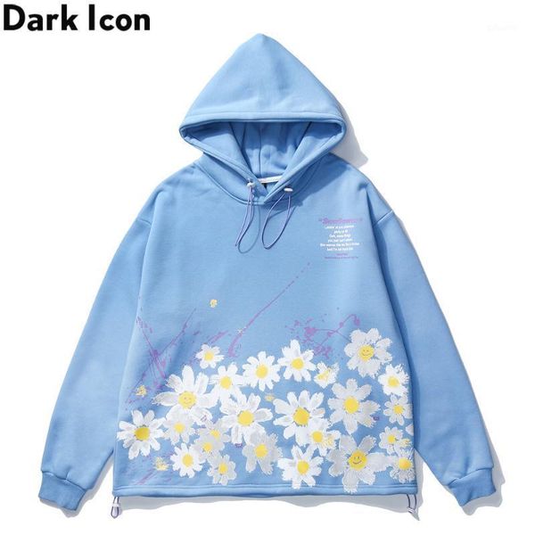 

dark daisy adjustable hem hoodie men fleece pullover men's hoodies street fashion couple clothing1, Black