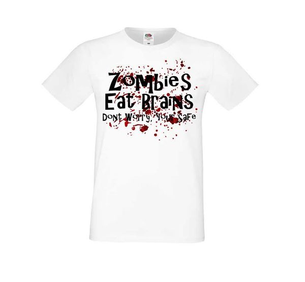 

new summer style fashion short sleeve mens white zombies eat brains t shirt gents halloween kids t shirts sport hooded sweatshirt hoodie