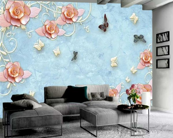 3d casa papel de parede em relevo flor de ouro 3d papel de parede romântico flor decorativa seda 3d foto papel de parede