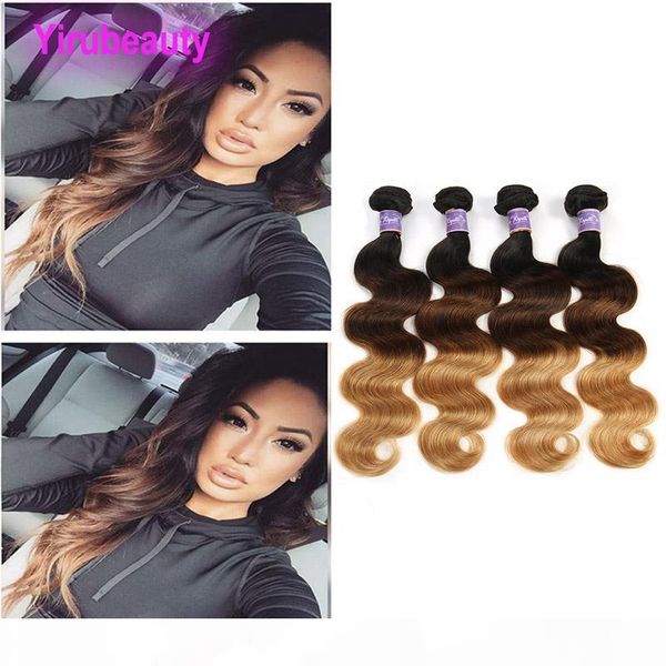 

peruvian yirubeauty body wave 1b 4 27 ombre human hair 1b 4 27 hair weaves body wave 3 bundles 14-28inch, Black