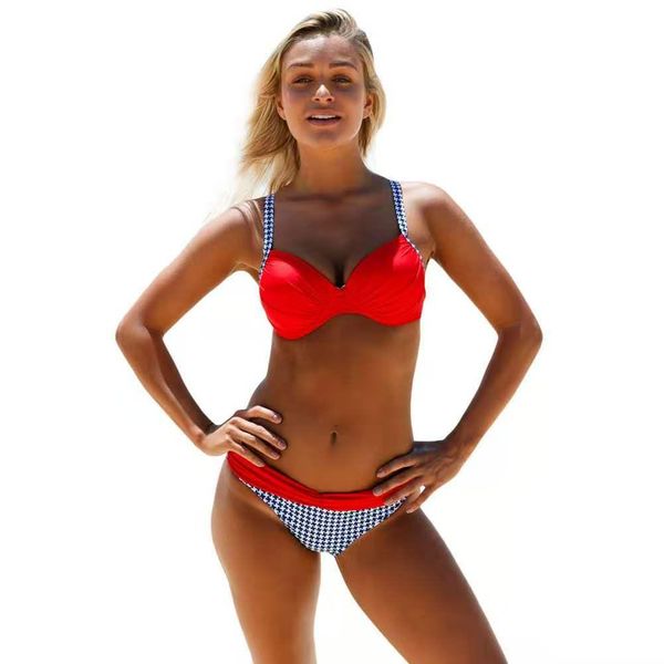 

bikini print strap women's swimsuit split two piece bikini swimsuit 002