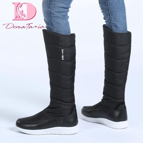 

boots doratasia fashion female winter snow wedges med heels thick plush women 2021 warm fur outdoor shoes woman1, Black