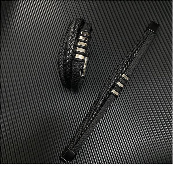 

junwei new woven bracelet fashion trend hand jewelry three-layer leather striped cool bracelet ju qylncx