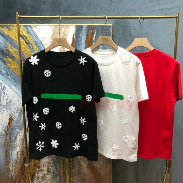 

2021 новый париж роскошные мужские штамповка письмо печать футболки дизайнер t рубашки мода женские снежинки футболка повседневная хлопок то, White;black