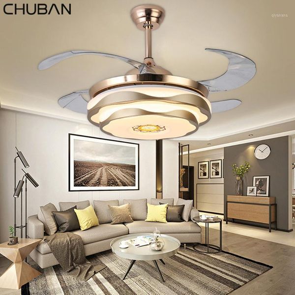 

electric fans modern ceiling fan music led light with remote control mobile phone app bluetooth 42" invisible bedroom decor lamp1