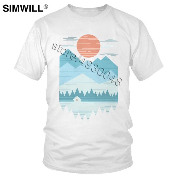 

trendy new tees cabin in the snow short sleeve crew neck geometry sunrise leisure gift apparel sport hooded sweatshirt hoodie men t shirt