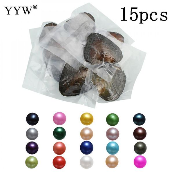 

15pcs/lot random color oyster pearl freshwater pearl beads vacuum-packed jewelry 7-8mm love pearls oysters 200930, Black