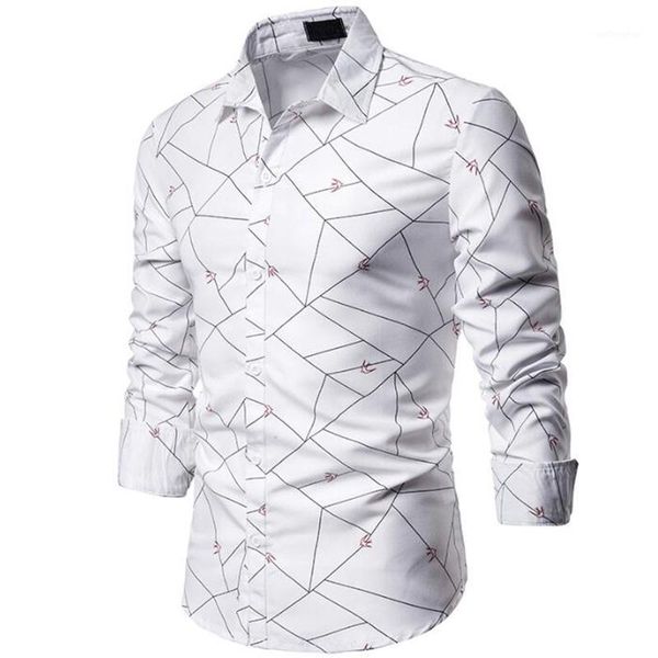 

white printed striped line hawaii style shirt long sleeve shirts for men brand formal shirts for men office1, White;black
