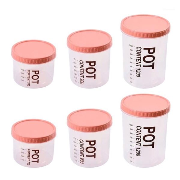 

6pcs plastic grain storage pots sealed can kitchen cereal container for oatmeal rice (pink)1