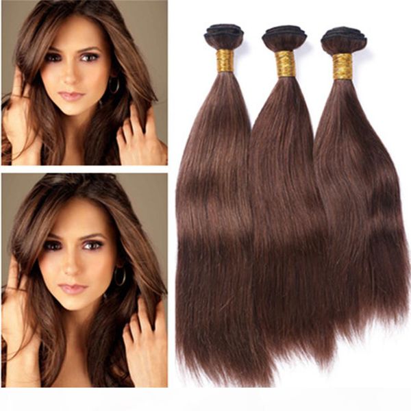 

indian virgin human hair chocolate brown 3bundles weaves silky straight #4 dark brown virgin indian remy human hair wefts extensions, Black;brown