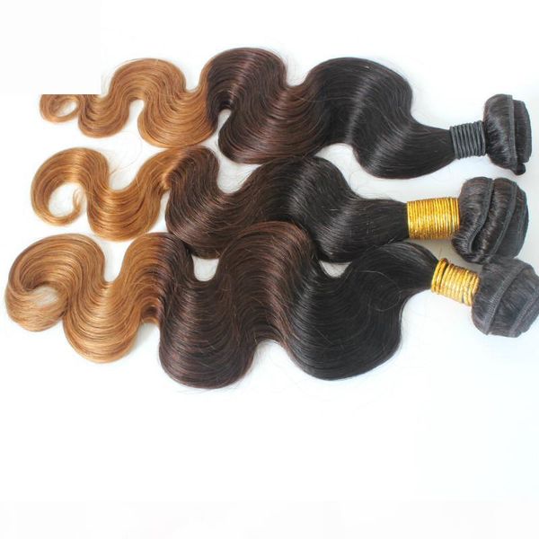 

3pcs lot peruvian hair bundles 3 tone 1b 4 27 color 100% human ombre hair weaving braiding hair, Black
