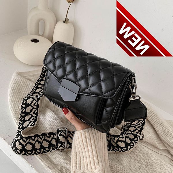 

for 2022 new leather handbags women fashion wide shoulder strap messenger bag purse simple style crossbody bags