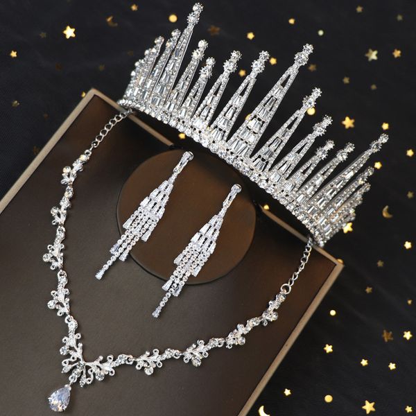 

корона, головной убор, невеста, три набора чистой, красной девочка, 18 лет, супер бессмертна атмосфера, корейский платье, свадьба волосы, Silver