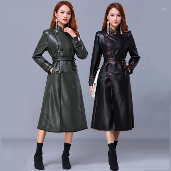 

new winter female tang suit national style women faux suede leather cheongsam dress deerskin warm gown oriental elegant costume1, Red