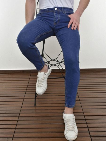 

men slant pocket skinny jeans c9wx#, Blue