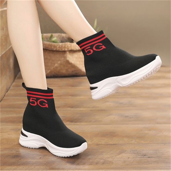 

new with 2021 black autumn stretch fabric half fashion women boots high-zapped heels of mujer n81z
