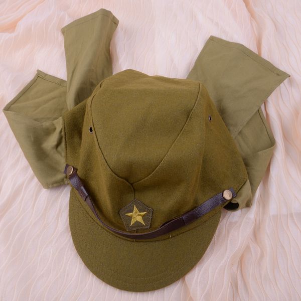 

green officer field wool world war ii ww2 japanese army soldier hat cap military costume accessory for men t200104, Blue;gray