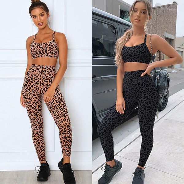 

yoga outfits 2021 women suit leopard print suspenders bra legging tight running set woman fitness sports workout clothes gym set1, White;red